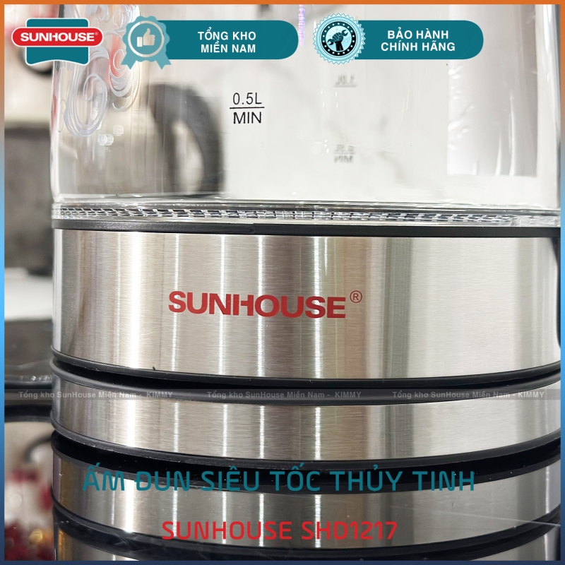 Ấm đun siêu tốc thủy tinh cao cấp Sunhouse SHD1217